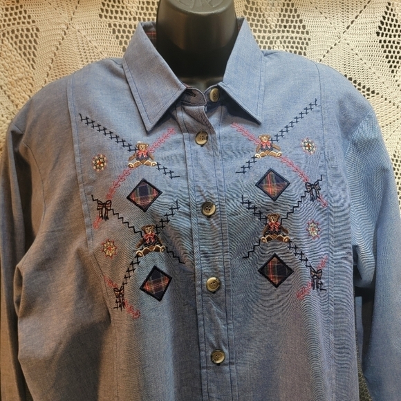 Napa Valley large button down long sleeve shirt with embroidery. NWT - Picture 4 of 16